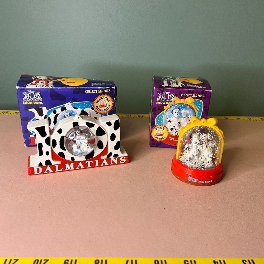 McDonald's Disney's 101 Dalmatians Snow Flurries Snow Globe Ornament 2pc Lot - Picture 2 of 15